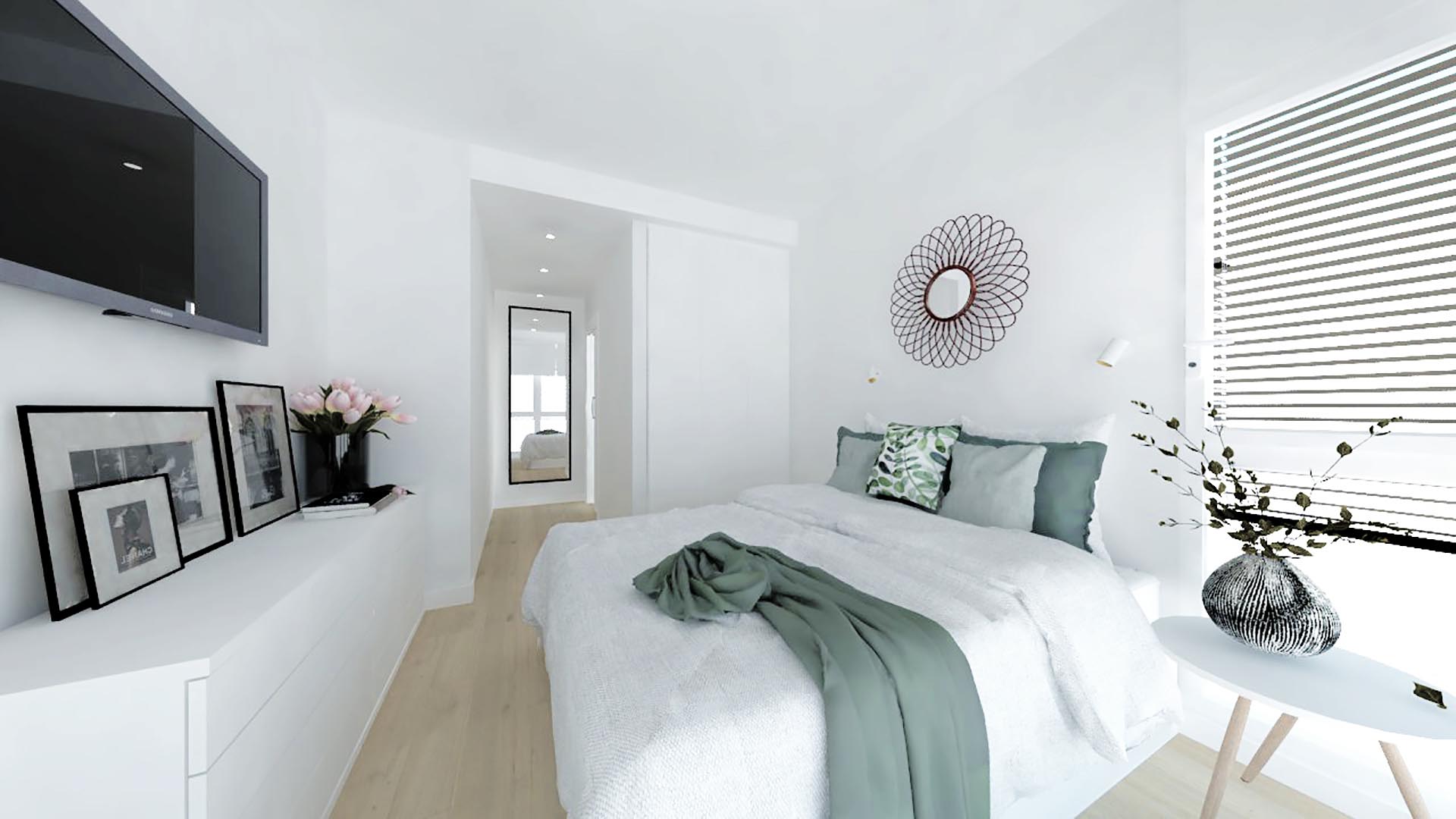 dormitorio de color blanco